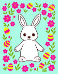 Whimsical Pink Floral Easter Bunny Eggs Rug