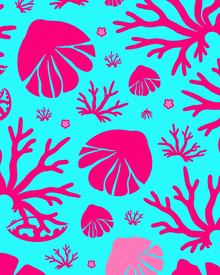Vivid Pink Coral Ocean Foliage Rug