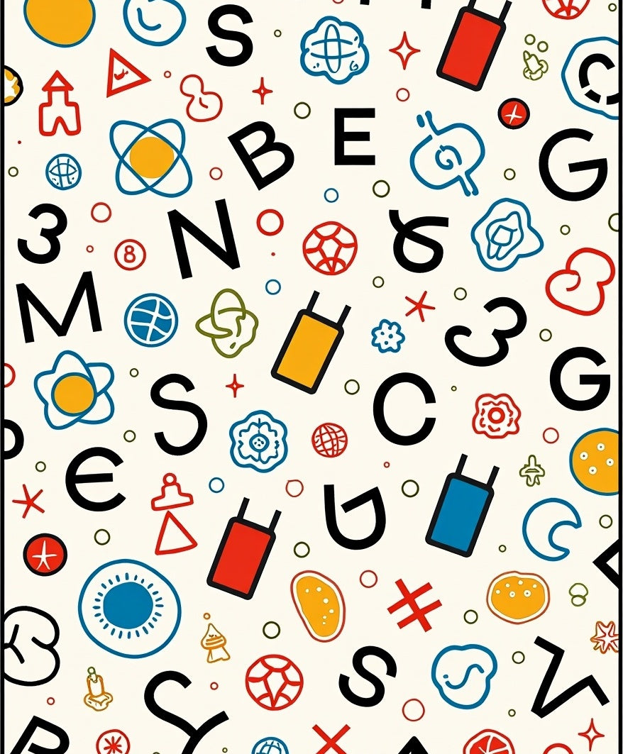 Whimsical Vintage Alphabet Playful Shapes Rug