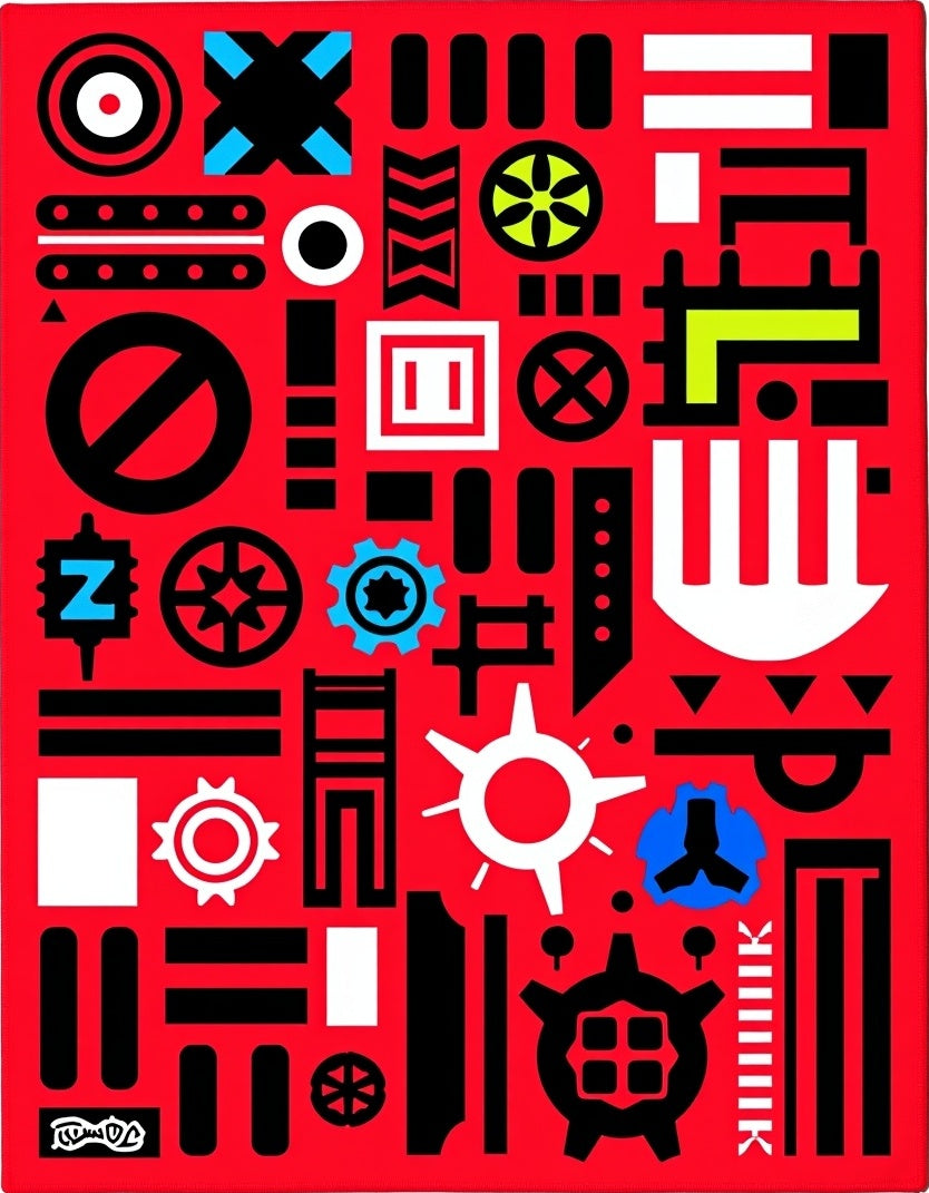 Retro Geometric Collage Medley Rug