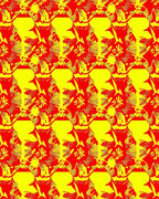 Bold Red Yellow Floral Repeat Rug