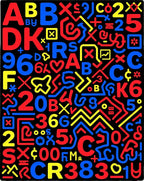 Bold Red Blue Yellow Retro Letters Rug