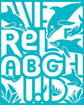 Aqua Dolphin Alphabet Aquatic Scene Rug