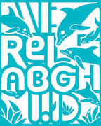 Aqua Dolphin Alphabet Aquatic Scene Rug