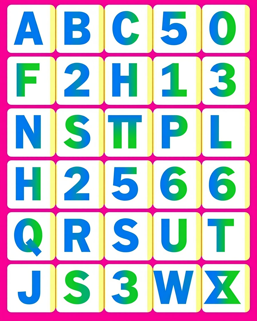 Alphabet Numbers Bold Gradient Squares Rug