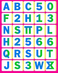 Alphabet Numbers Bold Gradient Squares Rug