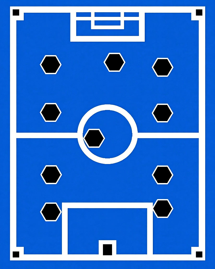 Blue White Hexagon Soccer Field Rug