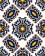 Navy Amber Sunburst Medallion Collage Rug