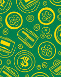 Golden Bitcoin Flower Circles Rug