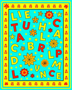 Bright Alphabet Floral Border Rug