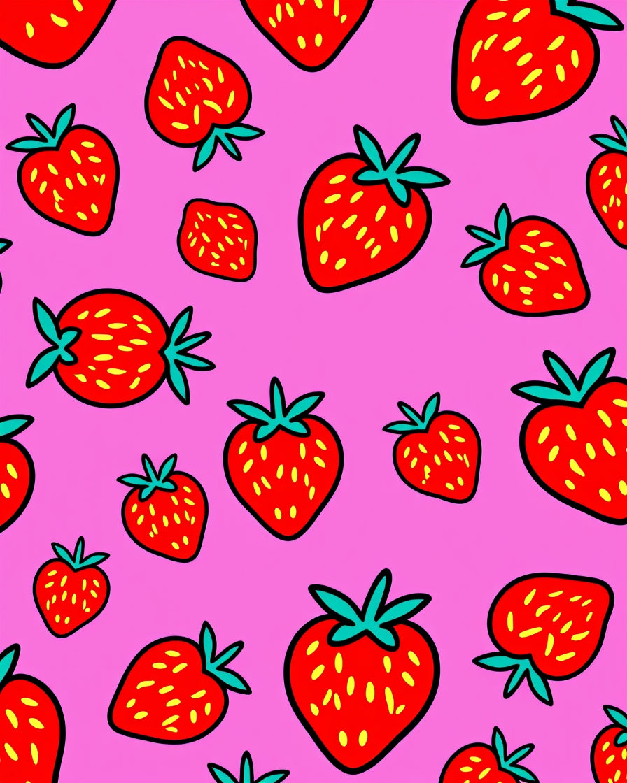 Vibrant Pink Strawberry Medley Rug