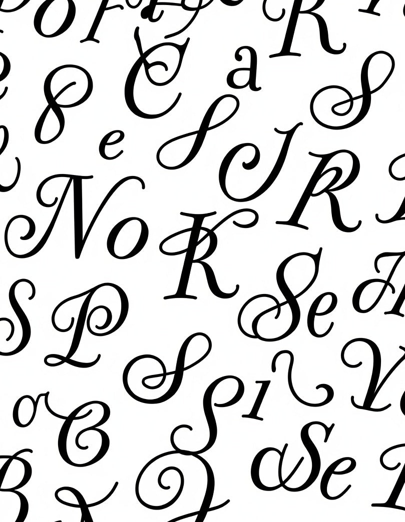Vintage Black Calligraphy Alphabet Collage Rug