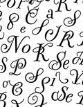 Vintage Black Calligraphy Alphabet Collage Rug