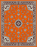 Vibrant Orange Medallion Floral Border Rug