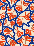 Vibrant Tangerine Fan Botanical Layout Rug