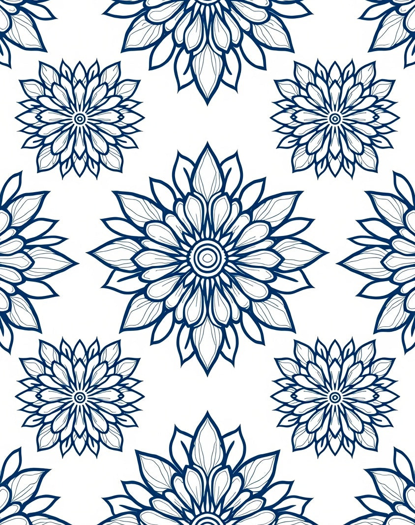 Indigo Floral Medallion Square Rug