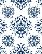 Indigo Floral Medallion Square Rug