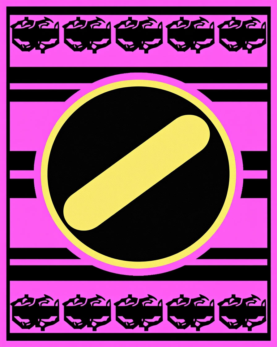 Bold Pink Black Yellow Oval Rug