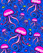 Vibrant Pink Jellyfish Ocean Swirls Rug