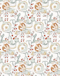 Whimsical Cartoon Creatures Red Star Swirls Rug