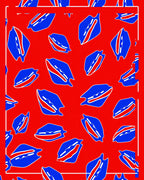 Bold Red Blue Abstract Shapes Rug
