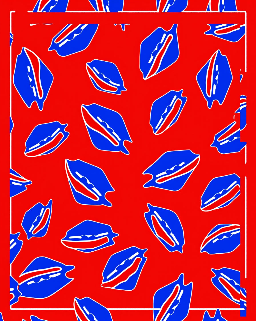 Bold Red Blue Abstract Shapes Rug