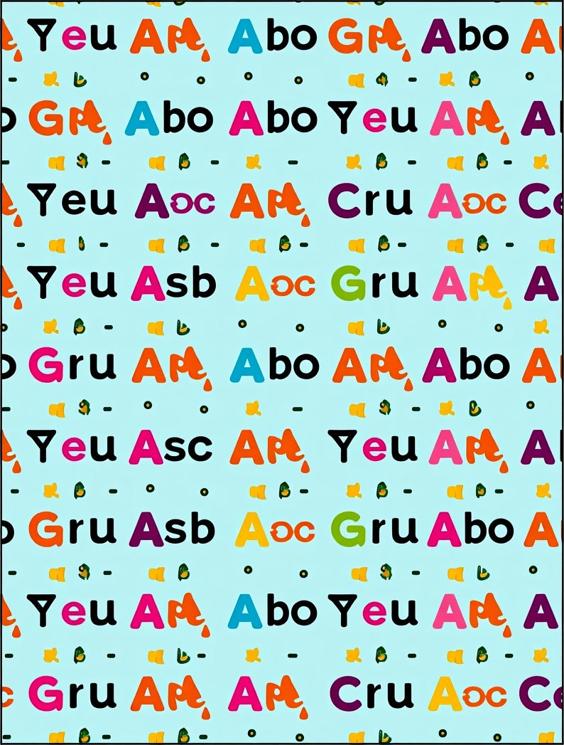 Color Block Alphabet Collage Rug