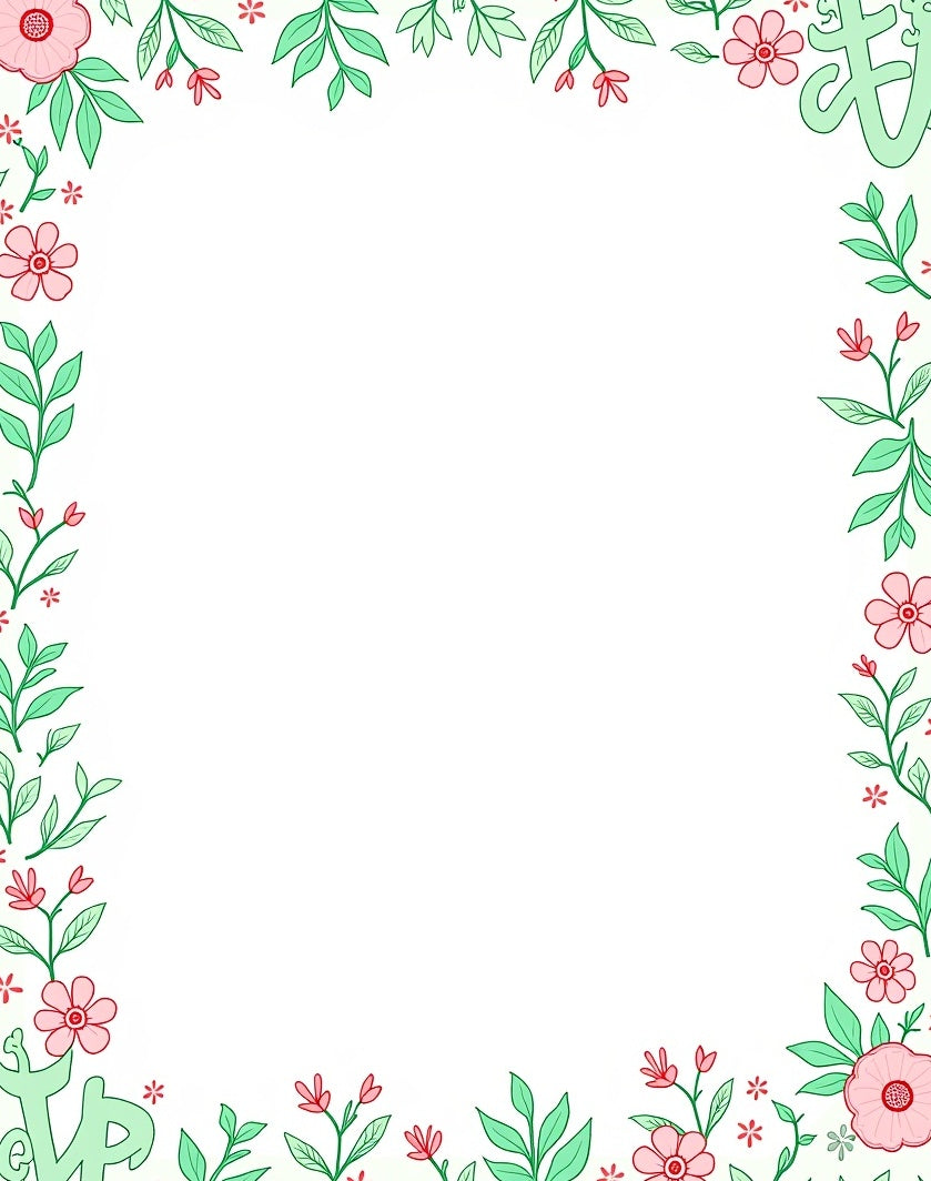 Soft Pink Floral Vine Border Rug