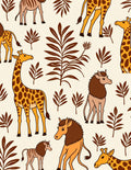 Safari Animals And Tropical Leaves Rug