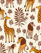 Safari Animals And Tropical Leaves Rug