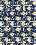 Navy Blue Golden Alphabet Medieval Tapestry Rug