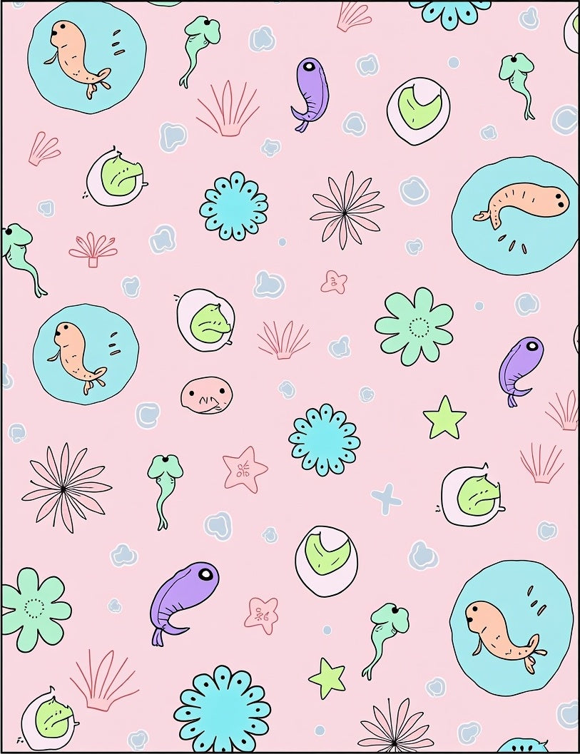 Whimsical Pink Aquatic Creatures Rug
