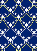 Deep Blue Yellow White Star Grid Rug