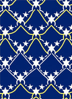 Deep Blue Yellow White Star Grid Rug
