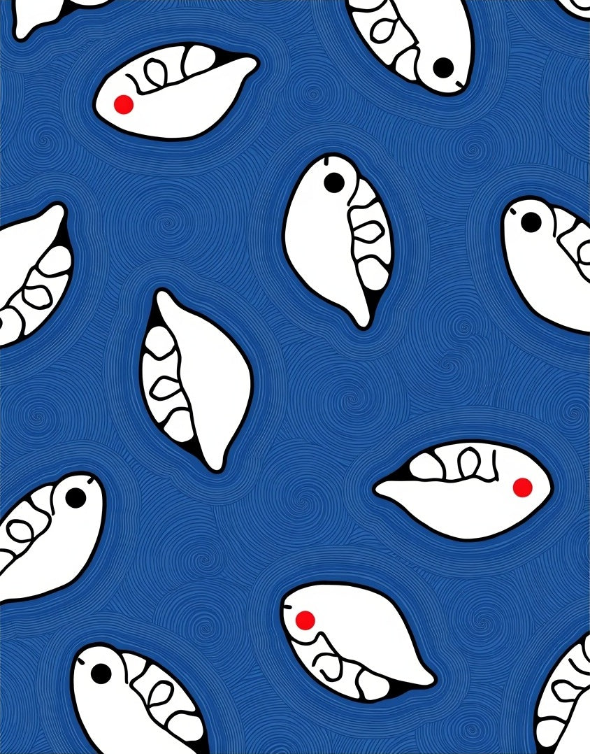 White Pod Abstract Blue Swirl Rug