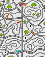 Whimsical Road Maze Green Tree Art Rug