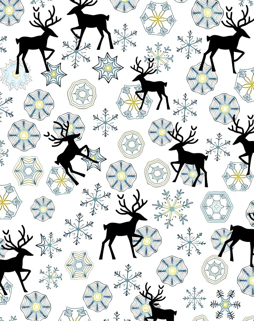 Black Reindeer Snowflake Medley Rug