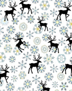 Black Reindeer Snowflake Medley Rug