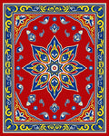 Vibrant Red Geometric Floral Medallion Rug