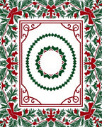 Crimson Green Holly Border Rug