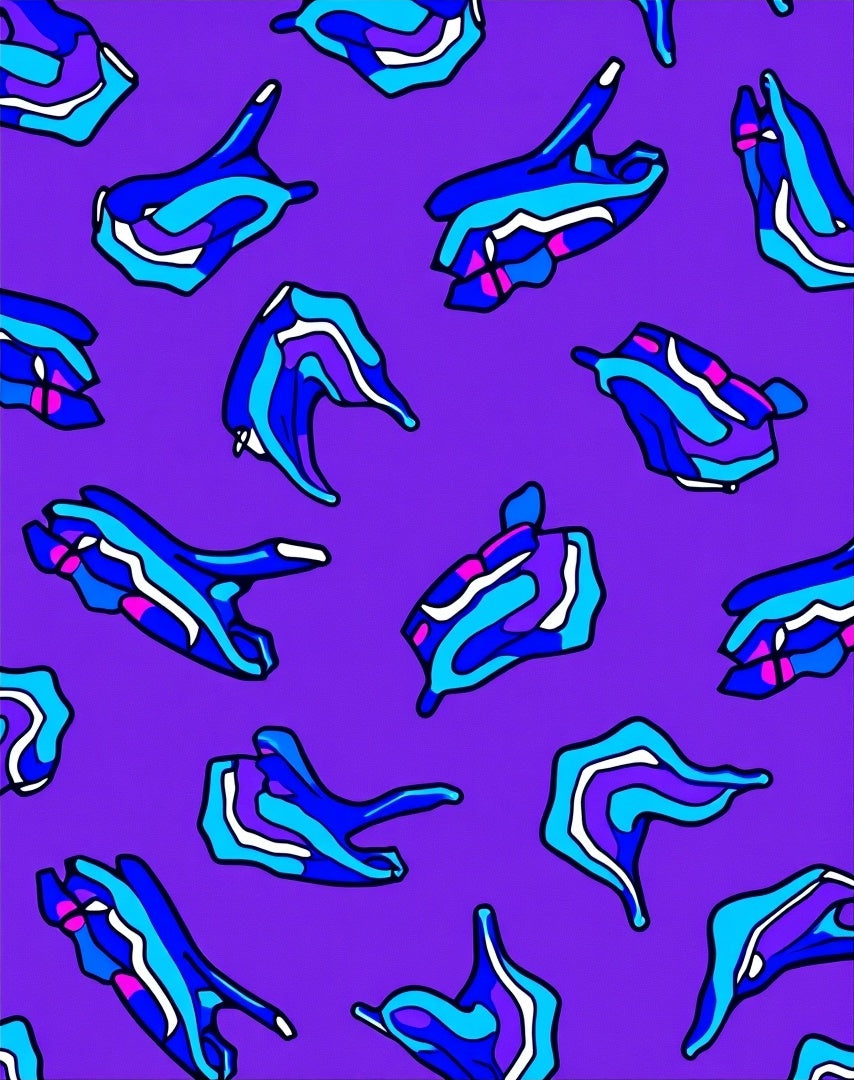 Bold Blue Wavy Abstract Forms Rug