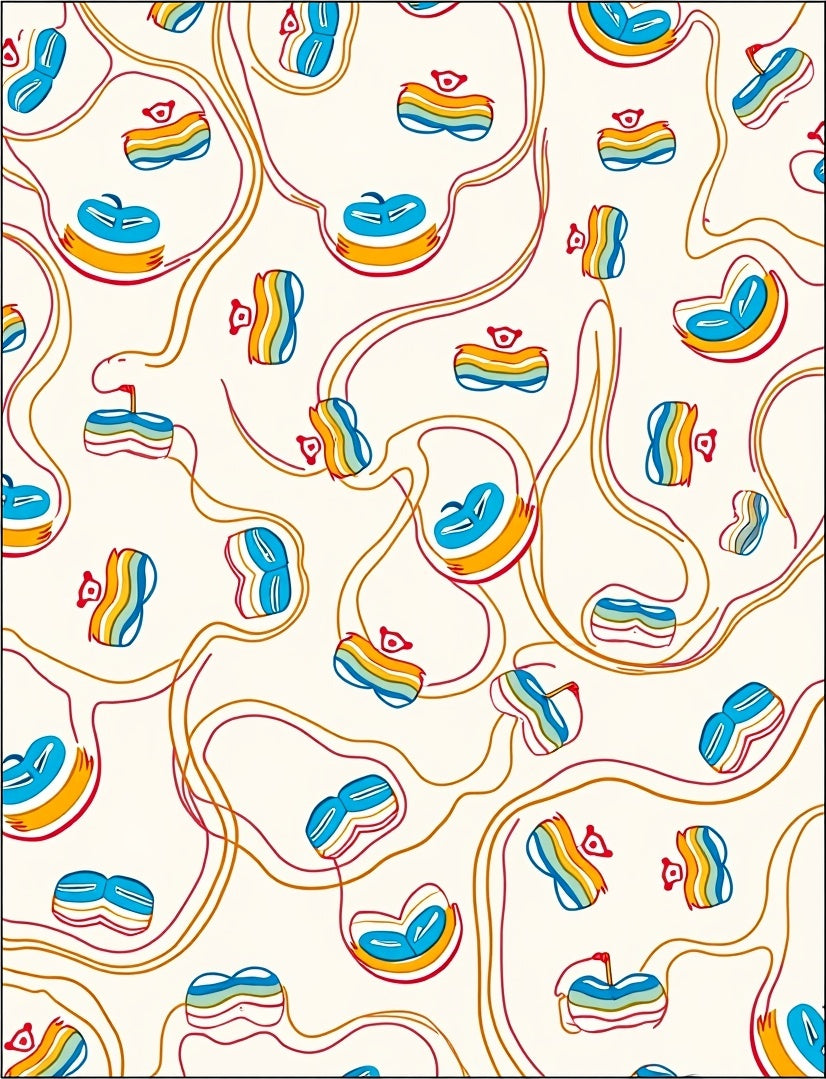 Wavy Multi Colored Abstract Forms Rug