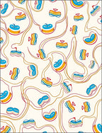 Wavy Multi Colored Abstract Forms Rug