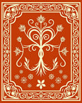 Amber Red Floral Tree Scrollwork Rug