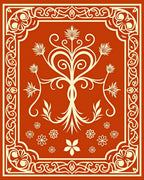 Amber Red Floral Tree Scrollwork Rug