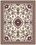 Crimson Floral Medallion Botanical Scroll Rug