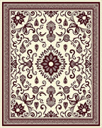 Crimson Floral Medallion Botanical Scroll Rug