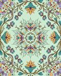 Mint Green Ornamental Floral Mandalas Rug
