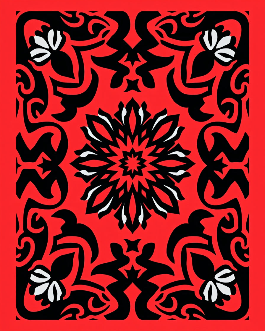 Vibrant Crimson Intricate Bloom Rug