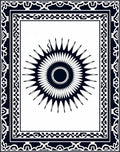 Dark Blue Sunburst Frame Rug